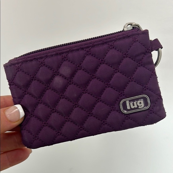 Lug Quilted Purple Coin Purse Zip Wallet Plum Cards Keys Money Travel Organize - Picture 1 of 5